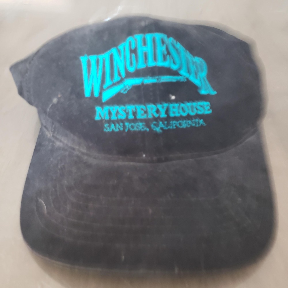 VINTAGE Winchester Mystery House Hat Cap Snap Back One Size Black Teal Mens 90s